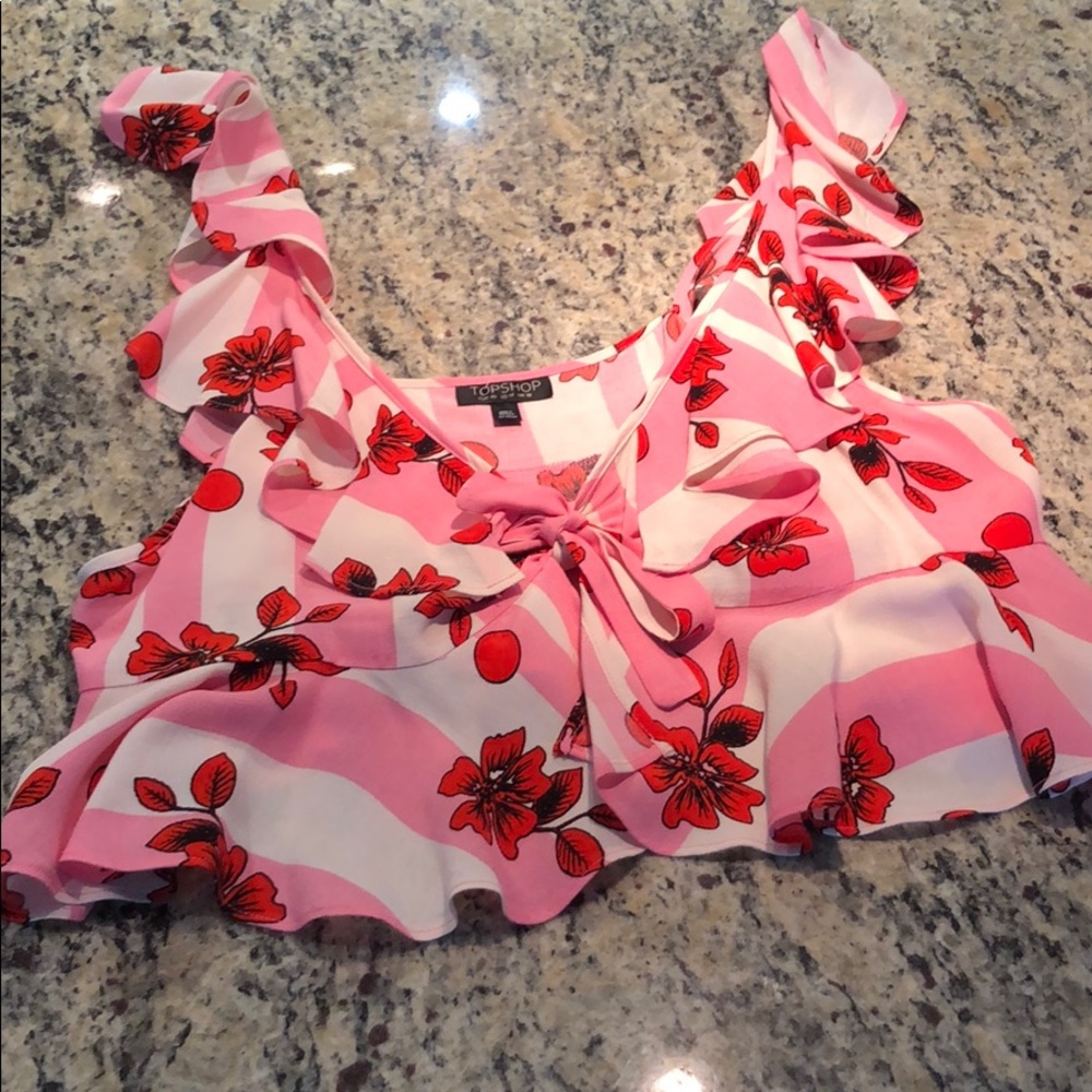 Topshop Floral Crop Top